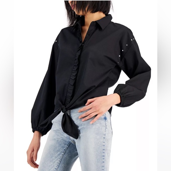 INC international concepts button down tie top with studs - Picture 2 of 11